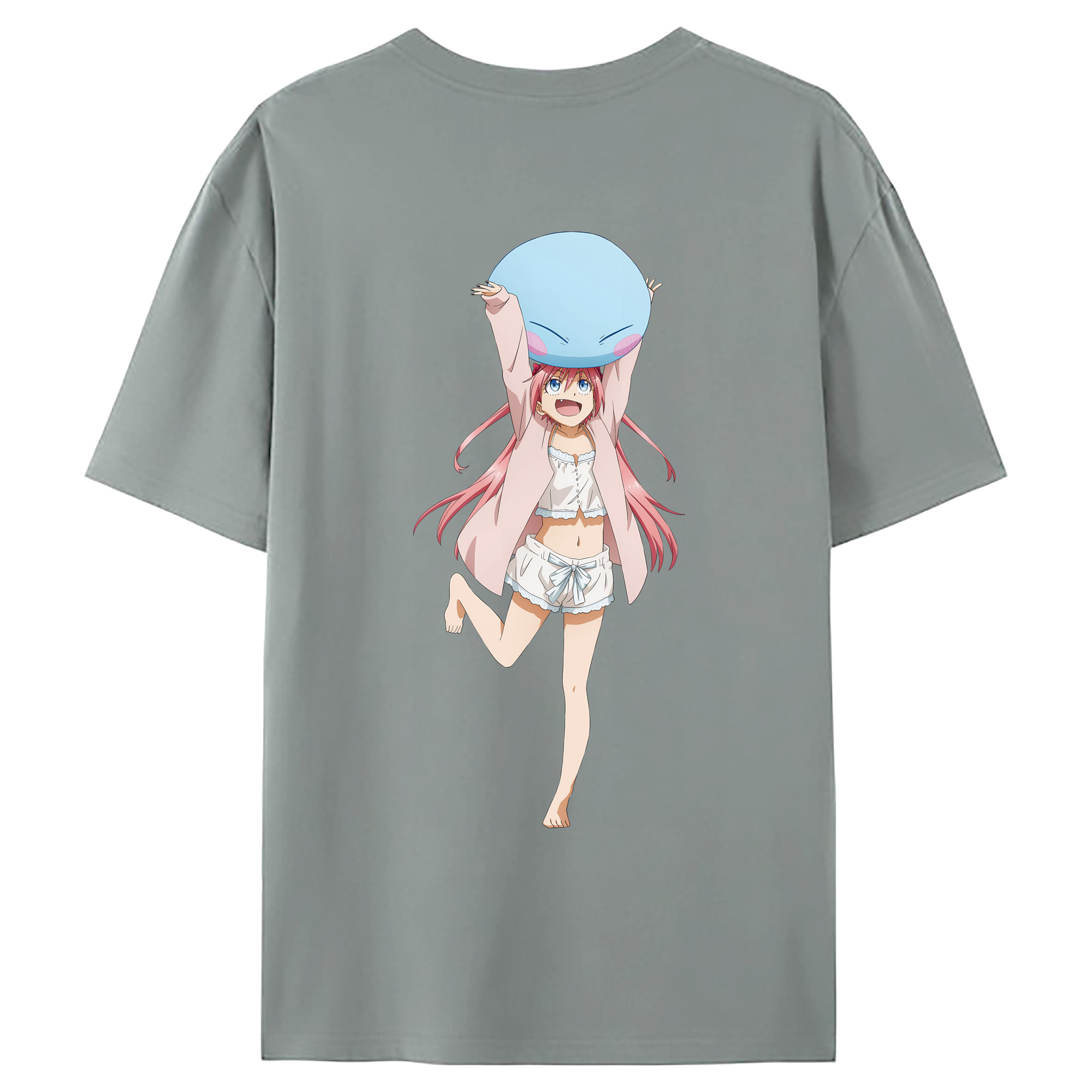 （画像用） 転スラ Regarding Reincarnated to Slime 綿100％ メンズ半袖Tシャツ（バックプリント） 通気性